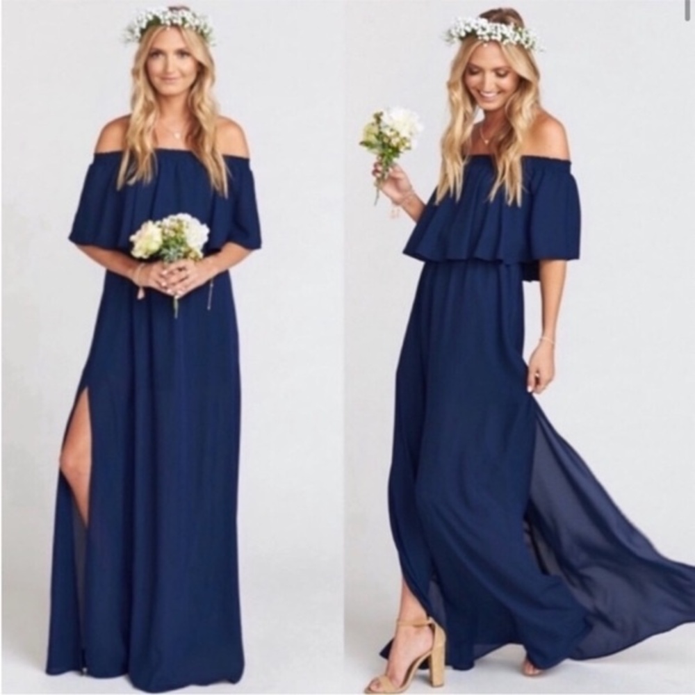 NWT Show Me Your Mumu Hacienda Maxi Dress Rich Navy Crisp Size Small